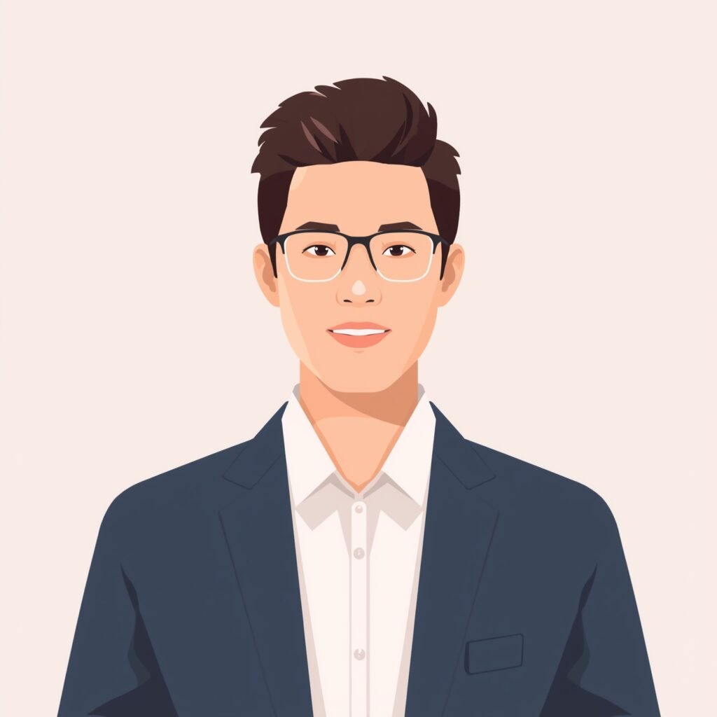 Professional digital avatar portrait of a young creative men