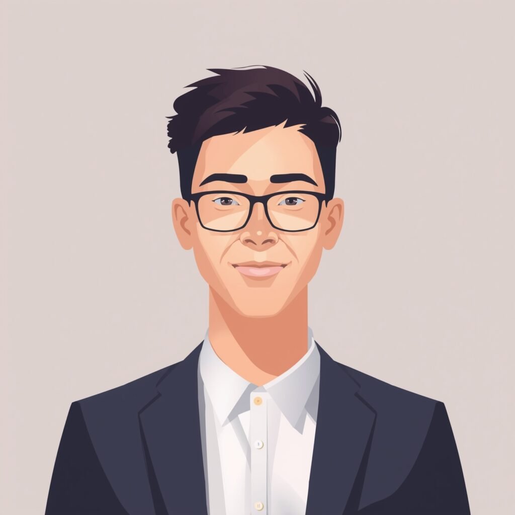 Professional digital avatar portrait of a young creative men