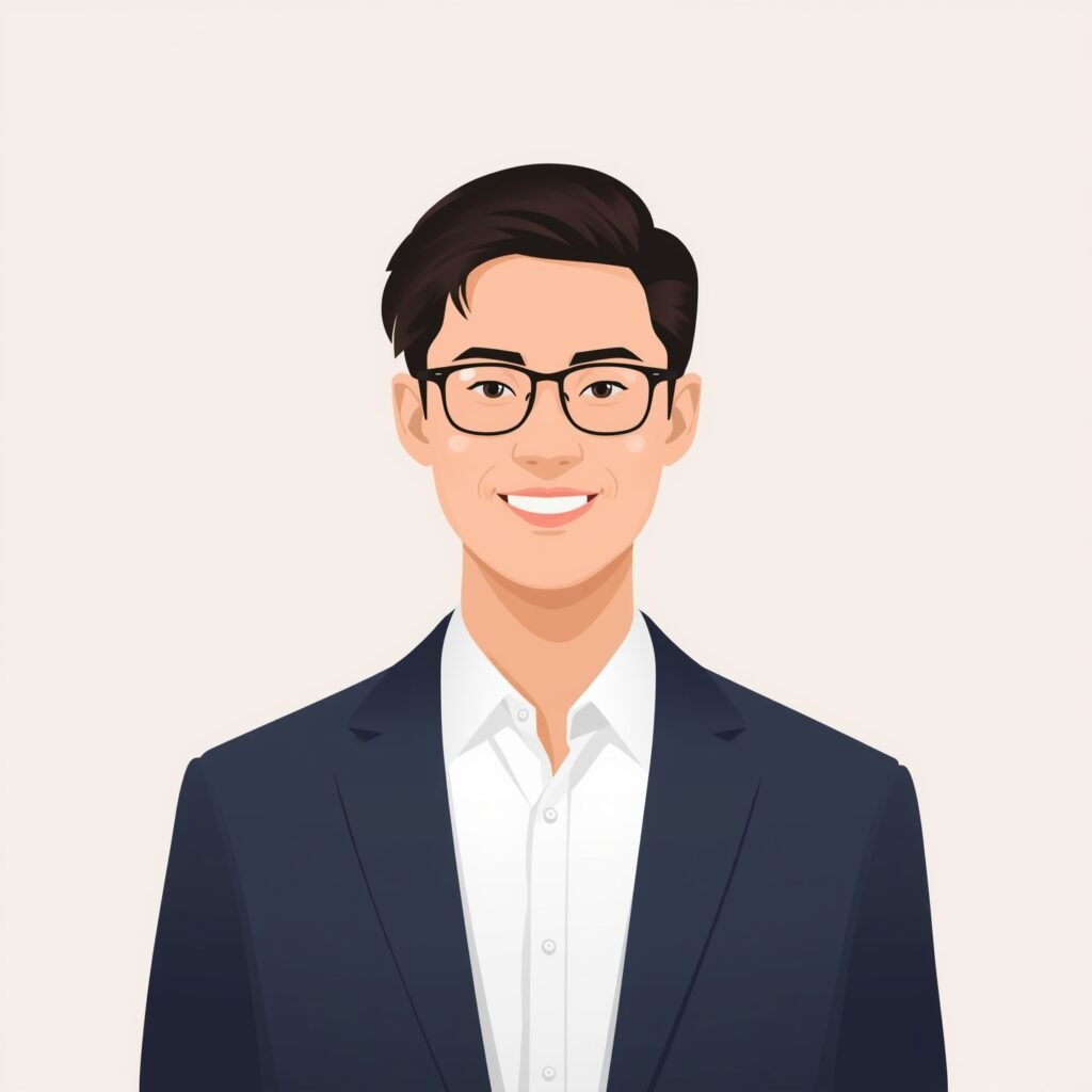 Professional digital avatar portrait of a young creative men