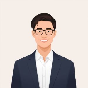 Professional digital avatar portrait of a young creative men