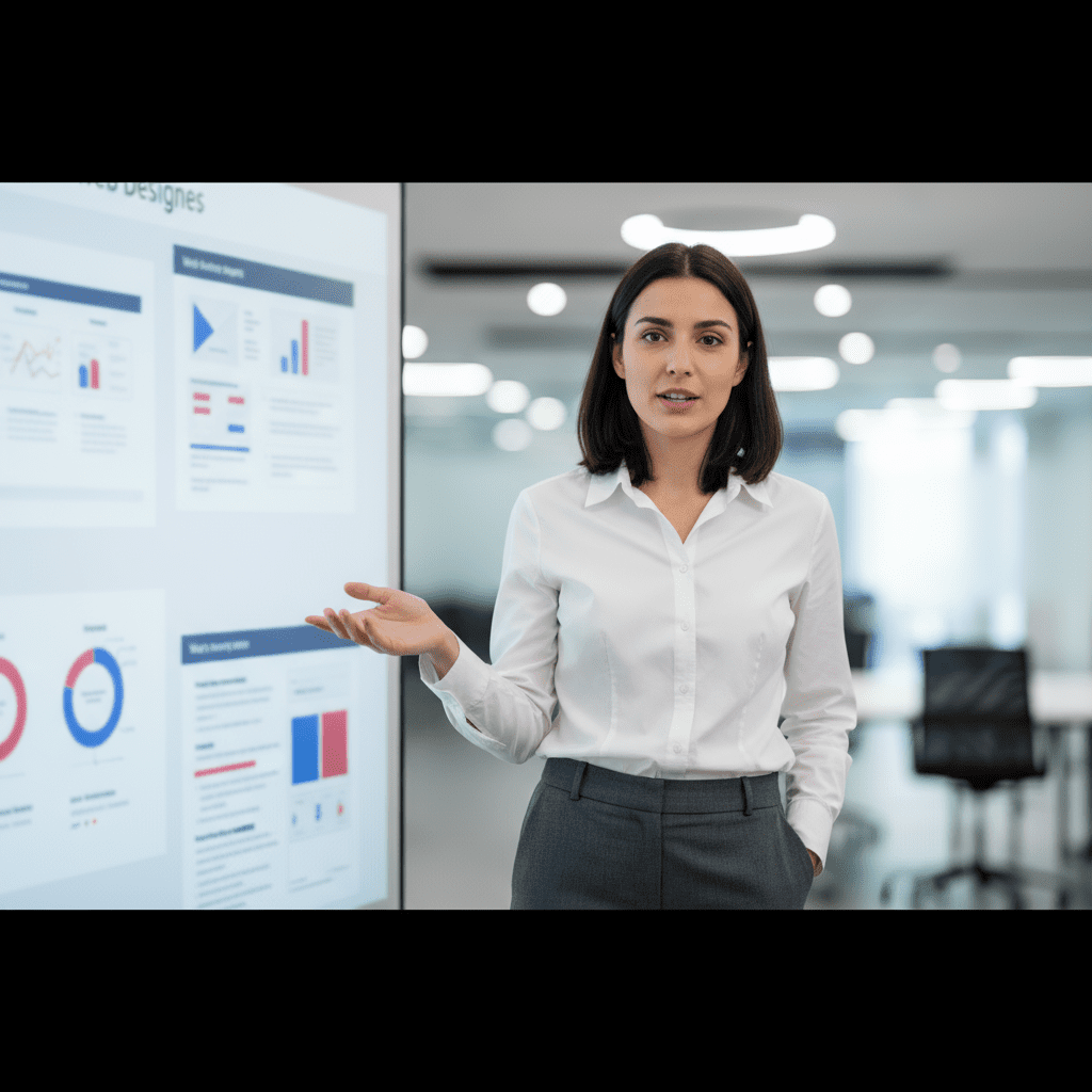 Professional avatar portrait of a young creative women 35-37 years