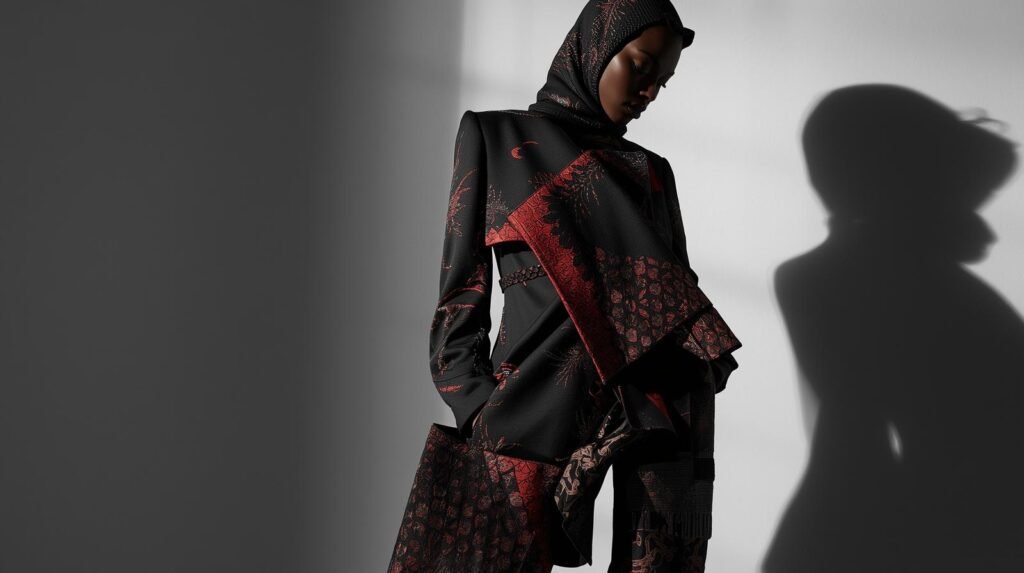 A model against a wall