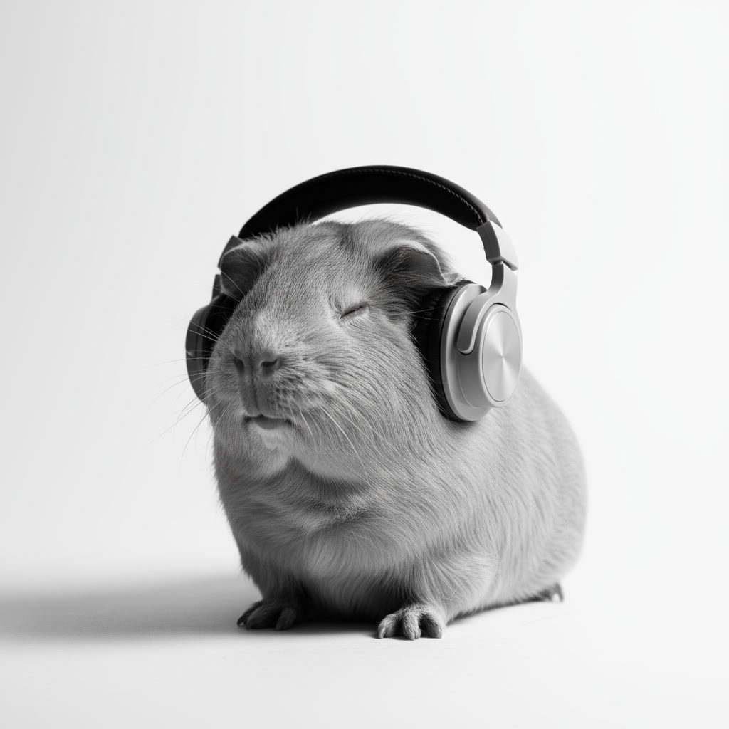 gemini-2.5-flash-image_A_black_and_white_minimalist_studio_portrait_of_a_cute_guinea_pig_wearing_large_-0