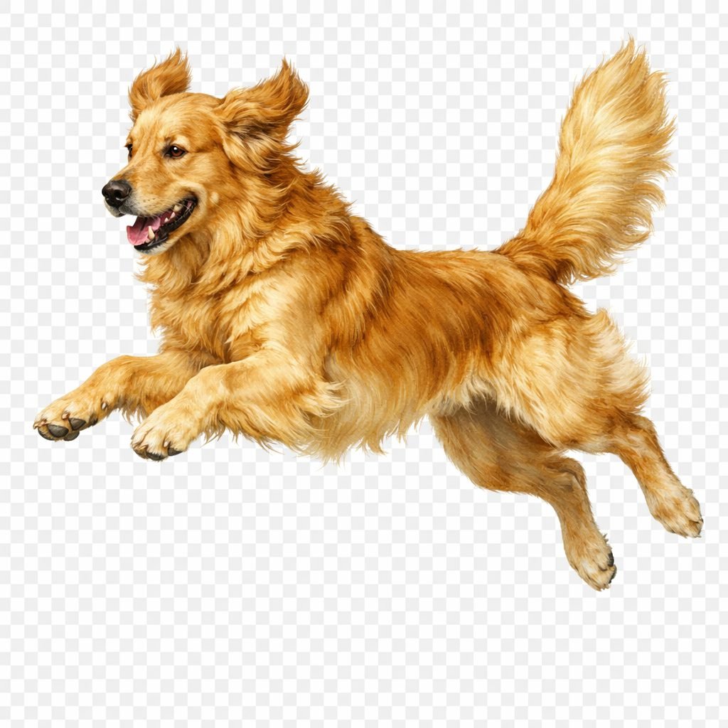 Dynamic Illustration Of A Joyful Golden Retriever